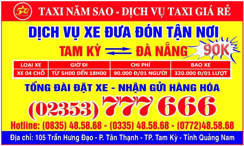 Taxi Năm Sao dịch vụ đi chung Tam Kỳ - Đà Nẵng và ngược ...